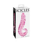 Icicles No. 24 Curved Textured 6 in. Glass Dildo With Handle Pink - Royal Sins