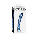 Icicles No. 29 Curved Textured 7.25 in. Glass Dildo Blue - Royal Sins