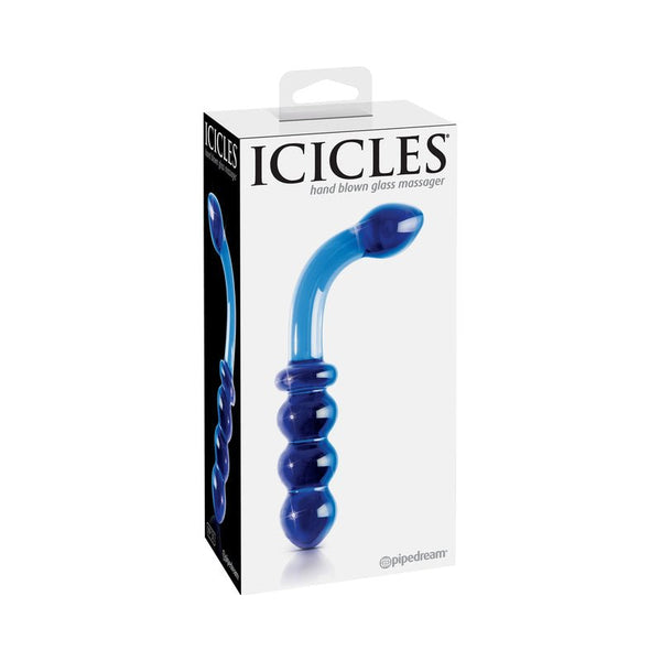 Icicles No. 31 Curved Beaded 7.25 in. Dual - Ended Glass Dildo Blue - Royal Sins