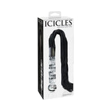 Icicles No. 38 Leather Flogger with Glass Handle Clear/Black - Royal Sins