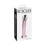 Icicles No. 53 Curved Textured 7 in. Glass Dildo Pink - Royal Sins