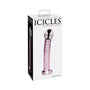 Icicles No. 53 Curved Textured 7 in. Glass Dildo Pink - Royal Sins