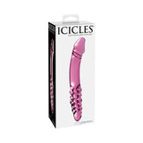 Icicles No. 57 Curved Textured 9 in. Dual - Ended Glass Dildo Pink - Royal Sins
