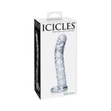 Icicles No. 60 Curved Ribbed 6.5 in. Glass Dildo Clear - Royal Sins