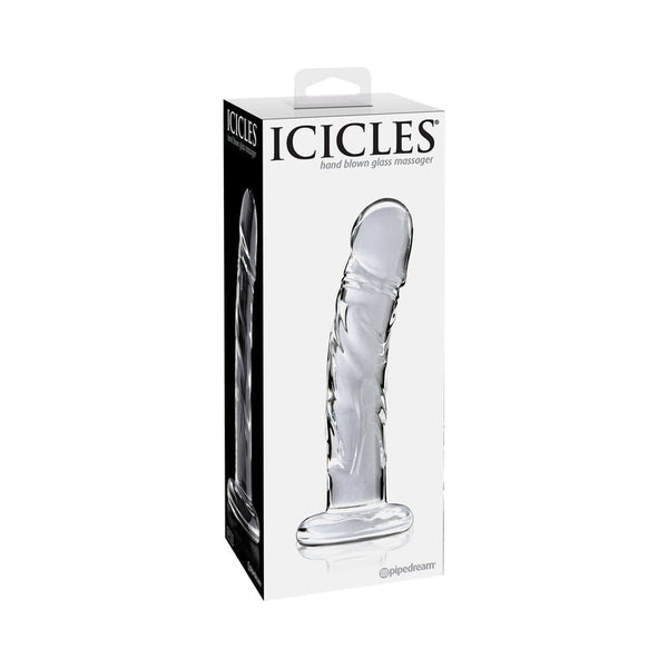 Icicles No. 62 Curved Realistic 6.5 in. Glass Dildo Clear - Royal Sins
