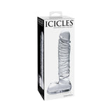 Icicles No. 63 Ribbed Realistic 8.5 in. Glass Dildo Clear - Royal Sins
