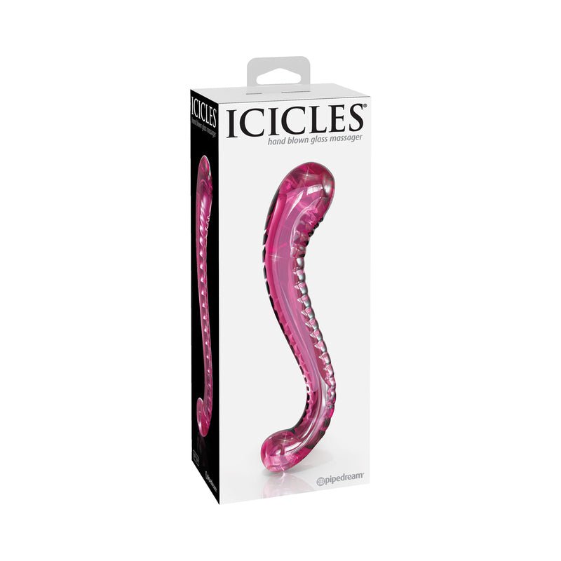Icicles No. 69 Curved Dual - Ended Glass Dildo Pink - Royal Sins