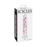 Icicles No. 7 Textured 7 in. Glass Dildo Pink/Clear - Royal Sins