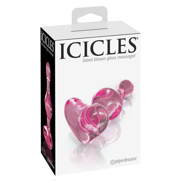 Icicles No. 75 Beaded Glass Massager With Heart - Shaped Base Pink - Royal Sins