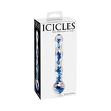 Icicles No. 8 Wavy 7 in. Glass Dildo Blue/Clear - Royal Sins