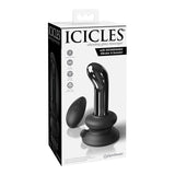 Icicles No. 84 Vibrating Curved Glass Massager With Suction Cup Black - Royal Sins