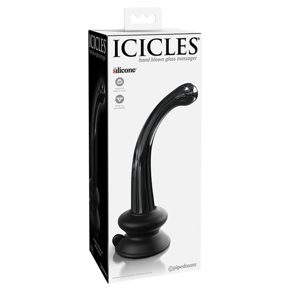 Icicles No. 87 Curved Glass G - Spot Massager With Suction Cup Black - Royal Sins