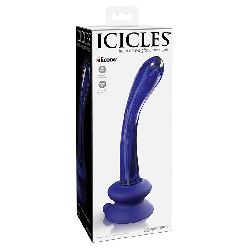 Icicles No. 89 Curved Glass G - Spot Massager With Suction Cup Blue - Royal Sins