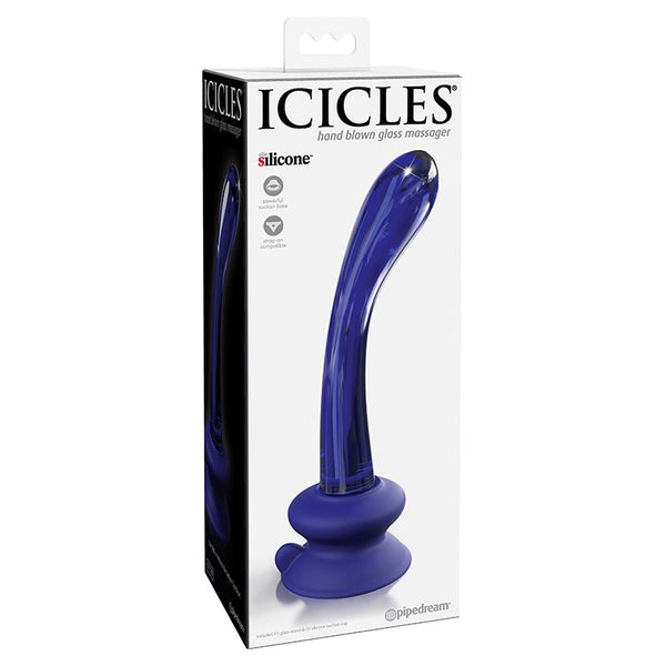 Icicles No. 89 Curved Glass G - Spot Massager With Suction Cup Blue - Royal Sins