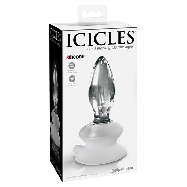 Icicles No. 91 Glass Anal Plug With Suction Cup Clear - Royal Sins