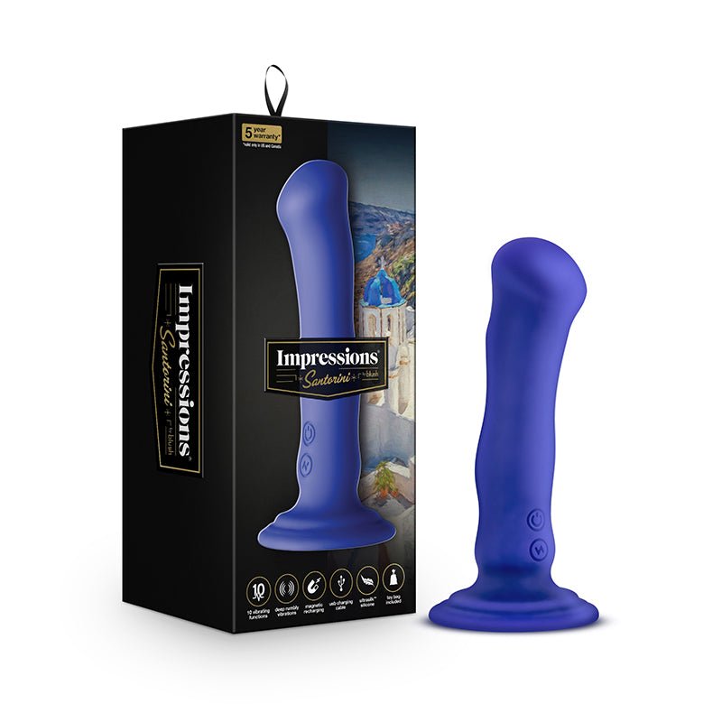 Impressions Santorini Rechargeable Silicone 6.5 in. Vibrating Dildo Blue - Royal Sins