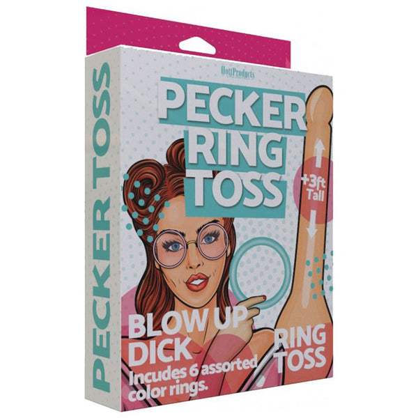 Inflatable Pecker Ring Toss - 3'. 6 Assorted Color Rings Included. - Royal Sins