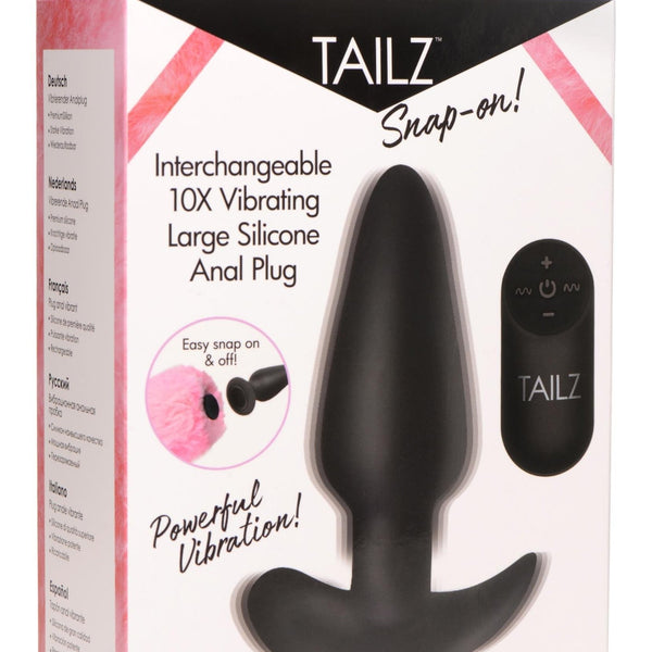 Interchangeable 10X Vibrating Silicone Anal Plug with Remote - Large - Royal Sins