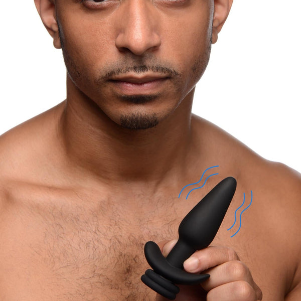 Interchangeable 10X Vibrating Silicone Anal Plug with Remote - Small - Royal Sins