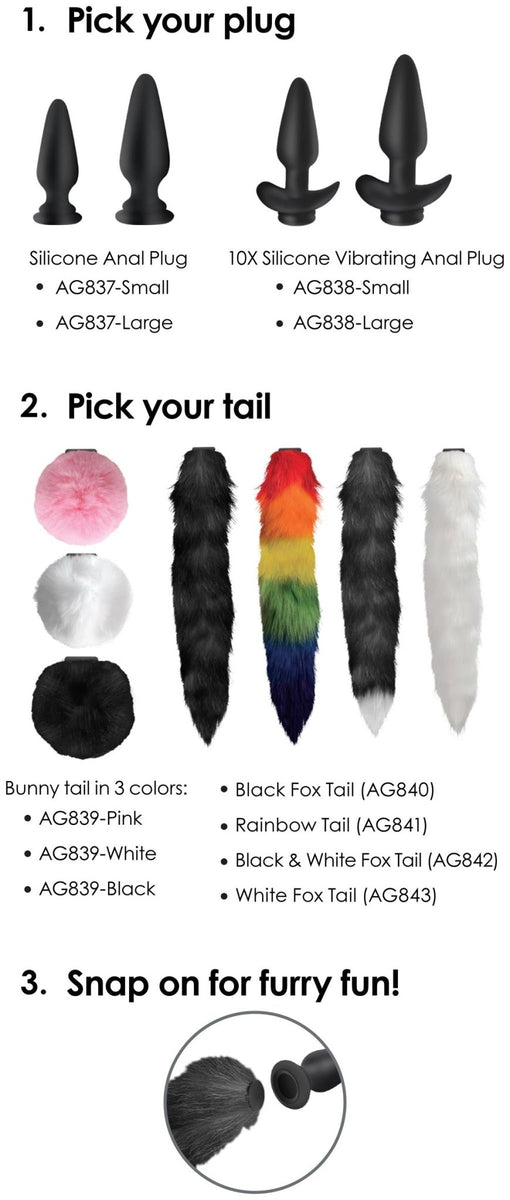 Interchangeable Black and White Fox Tail - Royal Sins