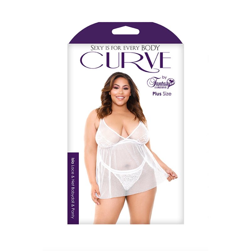 Isla Babydoll & Panty Set - White - 3X/4X - Royal Sins