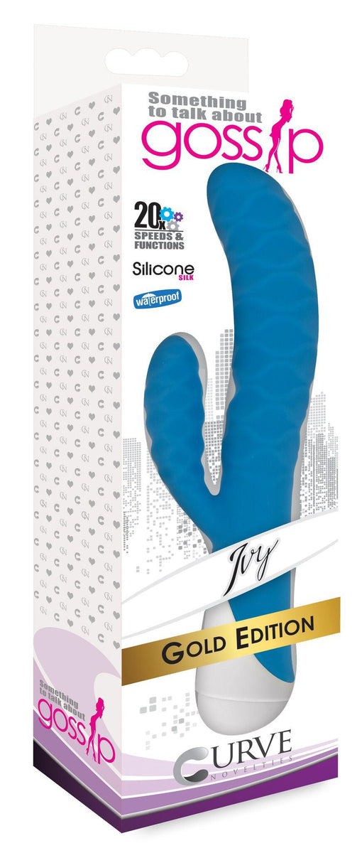 Ivy 20x Wavy Silicone Rabbit Vibe - Blue - Royal Sins