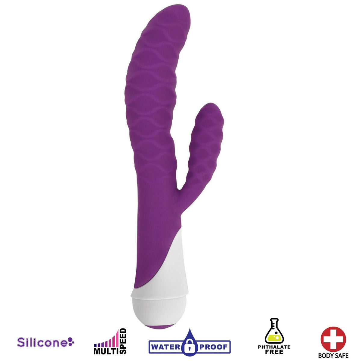 Ivy 20x Wavy Silicone Rabbit Vibe - Purple - Royal Sins