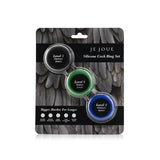 Je Joue Silicone Cock Ring 3 - Piece Set Black/Green/Blue - Royal Sins