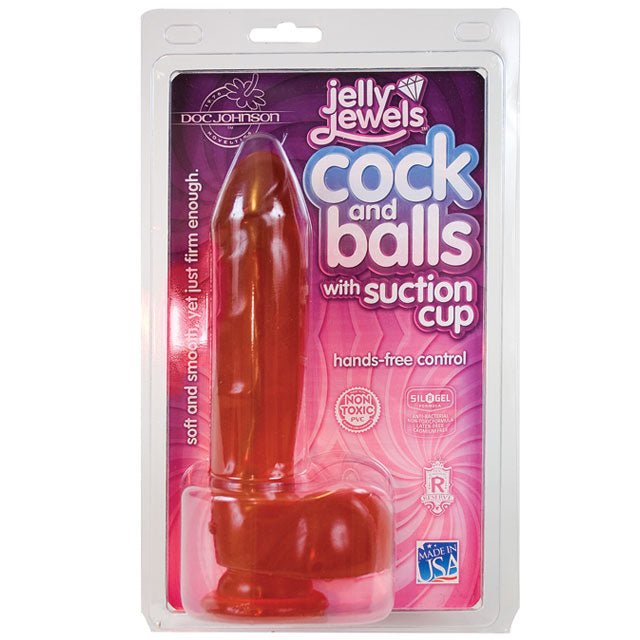 Jelly Jewel Cock & Balls Suct. (Ruby) - Royal Sins