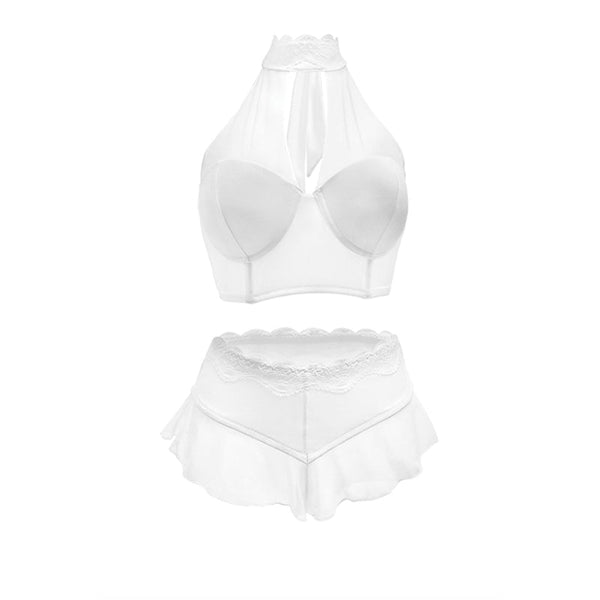 Jennifer Halter Top and Panty Powder White Large - Royal Sins