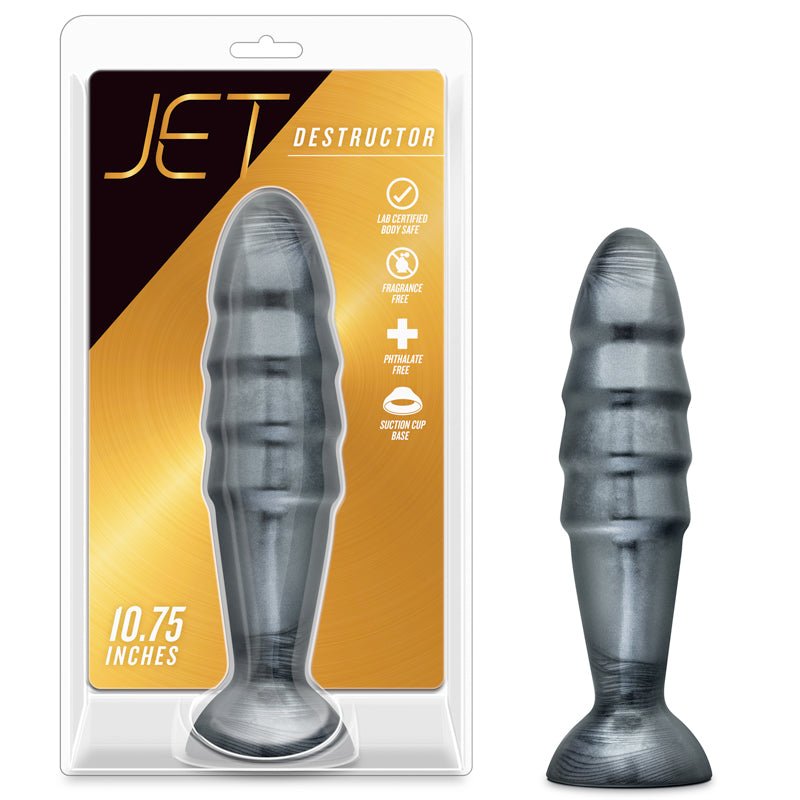 Jet Destructor 10.75 in. Anal Plug Carbon Metallic Black - Royal Sins
