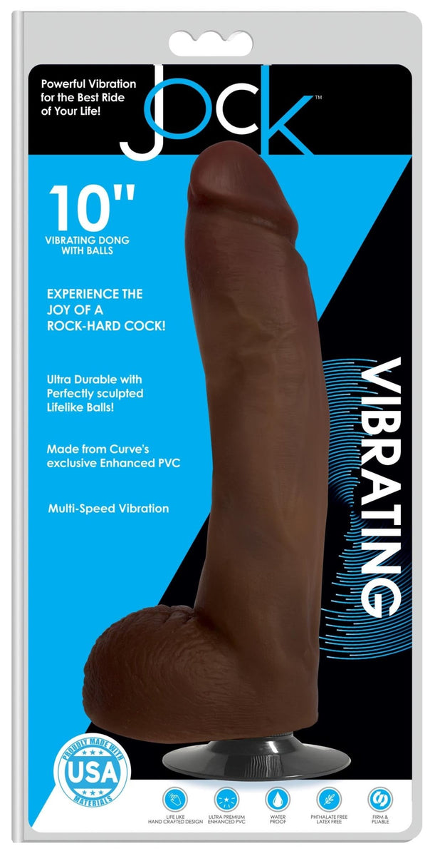 Jock Dark Vibrating Dildo with Balls - 10 Inch - Royal Sins