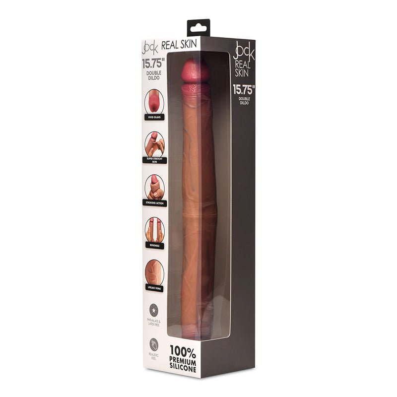 JOCK Real Skin 15.75 in. Double Dildo Medium - Royal Sins