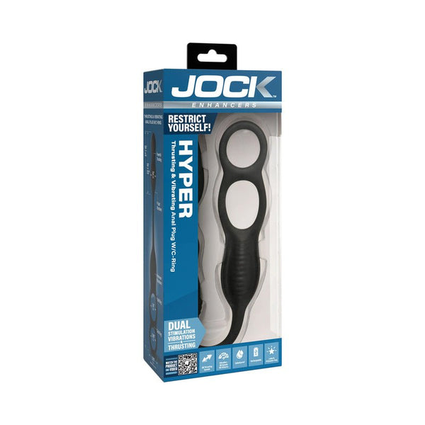 JOCK Silicone Vibrating Plug with Cock & Ball Ring and Remote - Royal Sins
