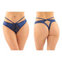 Kalina Strappy Microfiber And Lace Thong With Back Cutout S/M Navy - Royal Sins