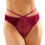 Kalina Velvet Strappy Cut - Out Thong With Keyhole Back Magenta L/XL - Royal Sins