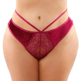 Kalina Velvet Strappy Cut - Out Thong With Keyhole Back Magenta Queen - Royal Sins