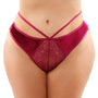 Kalina Velvet Strappy Cut - Out Thong With Keyhole Back Magenta Queen - Royal Sins