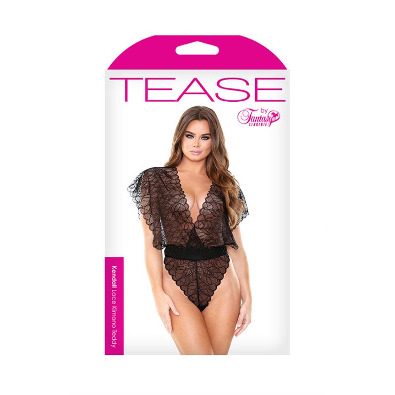 KENDALL LACE KIMONO TEDDY L/XL BLACK - Royal Sins