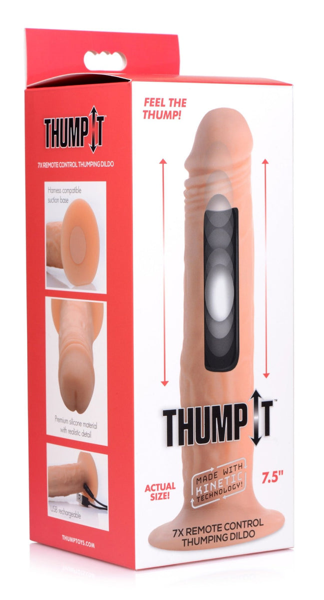 Kinetic Thumping 7X Remote Control Dildo - Medium - Royal Sins