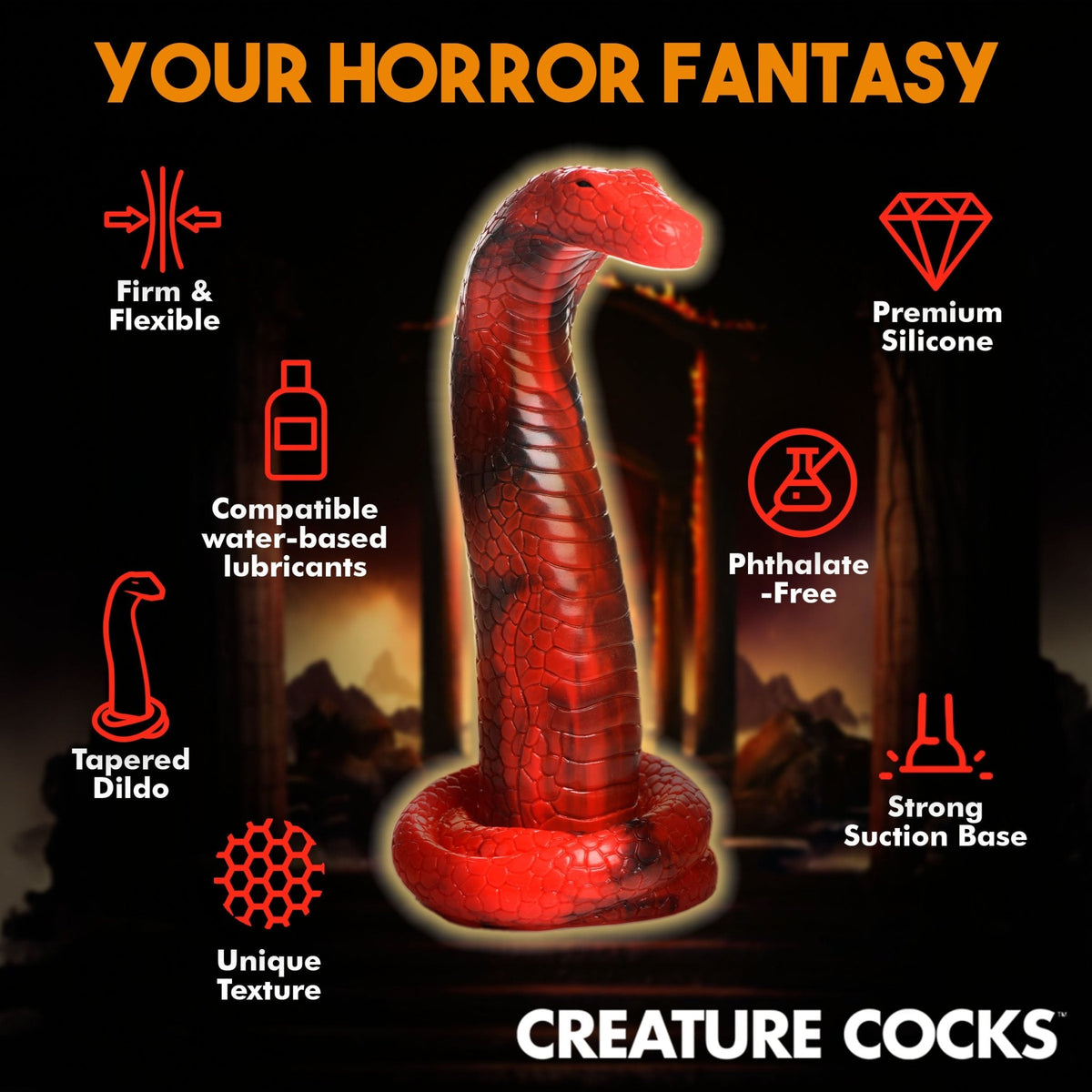 King Cobra Silicone Dildo - Royal Sins