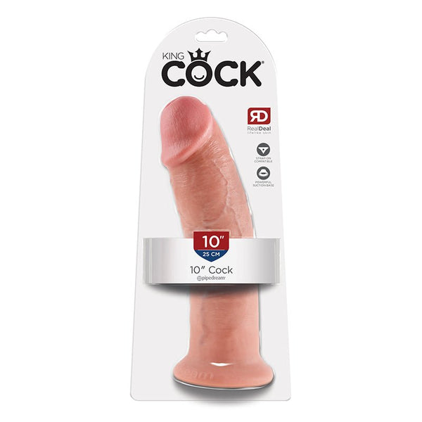 King Cock 10 in. Cock Realistic Dildo With Suction Cup Beige - Royal Sins