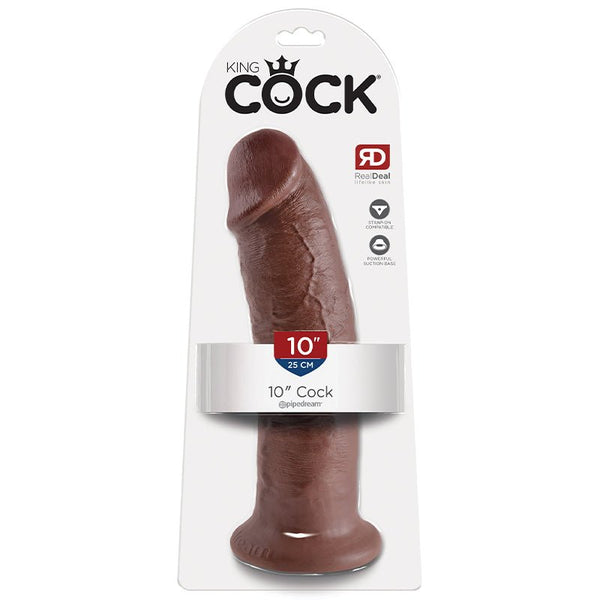 King Cock 10 in. Cock Realistic Dildo With Suction Cup Brown - Royal Sins