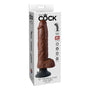 King Cock 10 in. Vibrating Cock With Balls Poseable Suction Cup Dildo Brown - Royal Sins