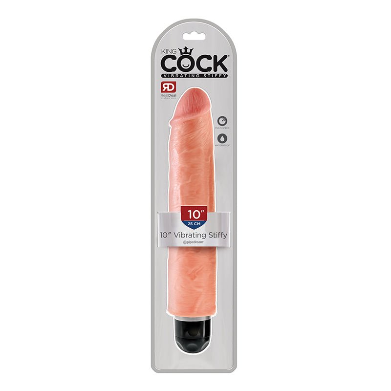 King Cock 10 in. Vibrating Stiffy Realistic Dildo Beige - Royal Sins