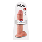 King Cock 11 in. Cock With Balls Realistic Suction Cup Dildo Beige - Royal Sins