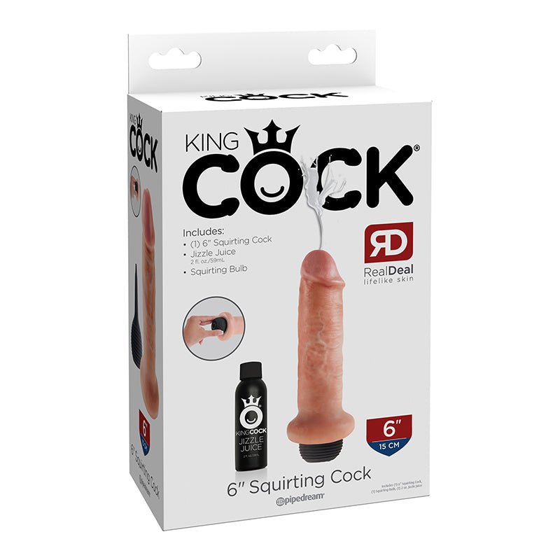 King Cock 6 in. Squirting Cock Realistic Dildo Beige - Royal Sins