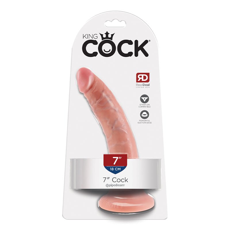 King Cock 7 in. Cock Realistic Dildo With Suction Cup Beige - Royal Sins