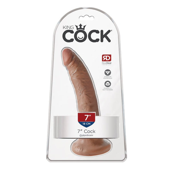 King Cock 7 in. Cock Realistic Dildo With Suction Cup Tan - Royal Sins