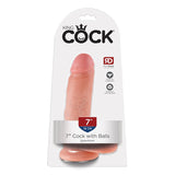 King Cock 7 in. Cock With Balls Realistic Suction Cup Dildo Beige - Royal Sins